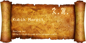 Kubik Margit névjegykártya